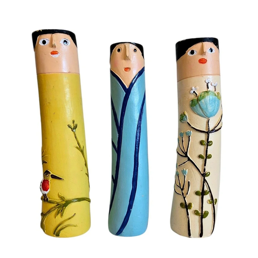 Spring Family Bud Vases Painted Resin Bohemian Vase Candle Holder Taper Holders‎